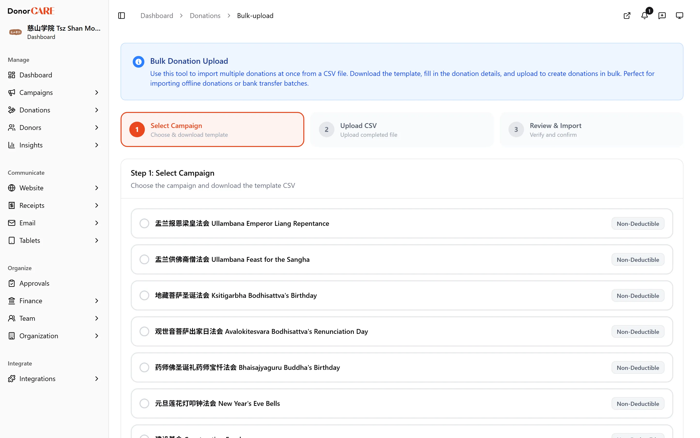 Step 1 with the downloaded template columns reference expanded