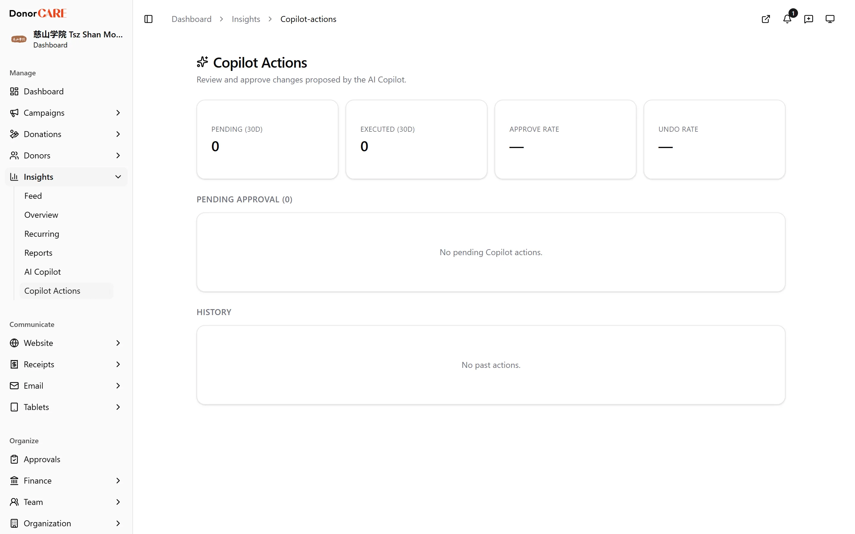 the pending approval list with one drafted action open